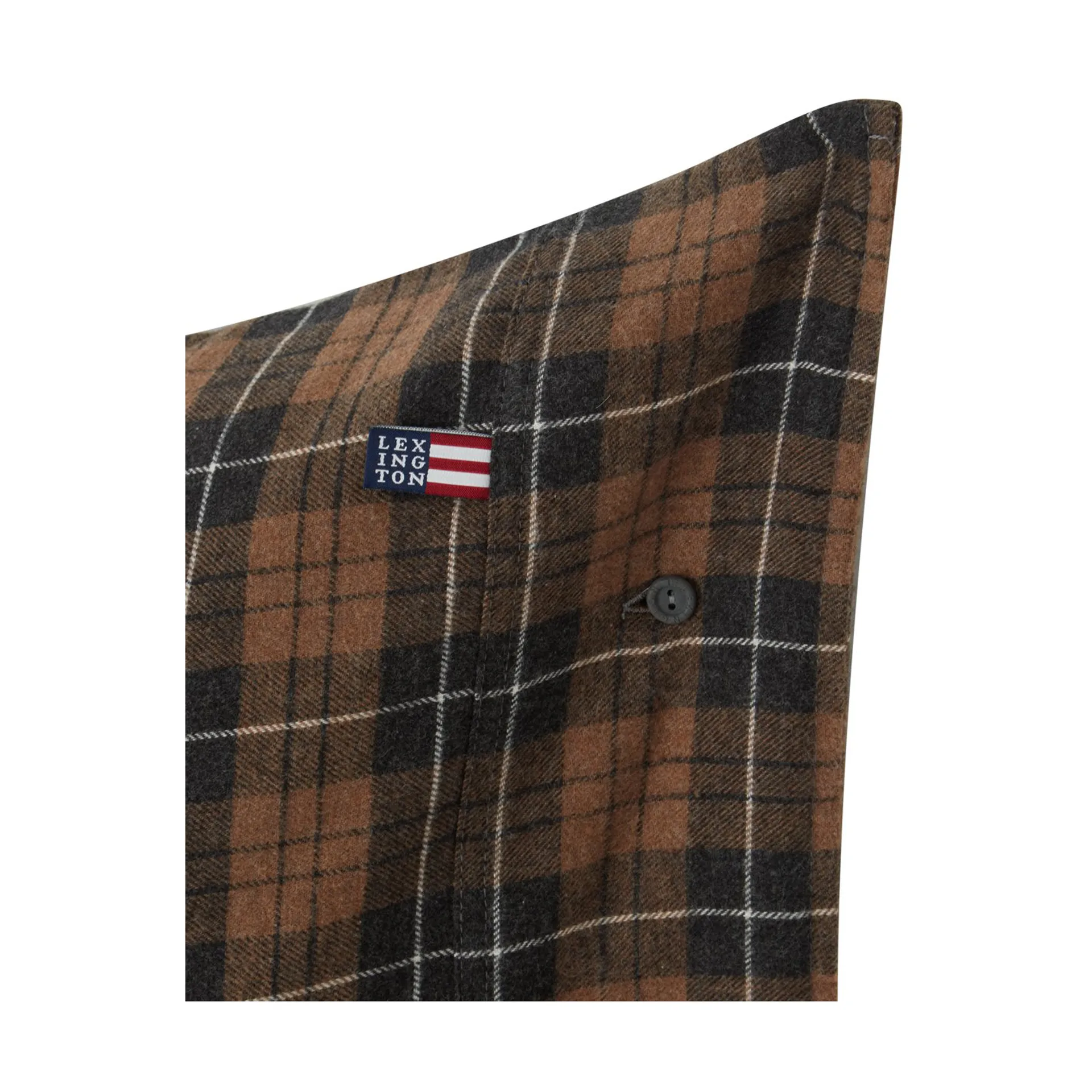 Funda de almohada Checked Cotton Flannel 50x60 cm, Brown-dark gray Lexington