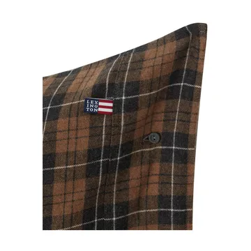 Funda de almohada Checked Cotton Flannel 50x60 cm - Brown-dark gray - Lexington