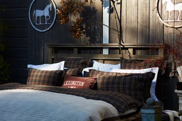 Funda de almohada Checked Cotton Flannel 50x60 cm - Brown-dark gray - Lexington