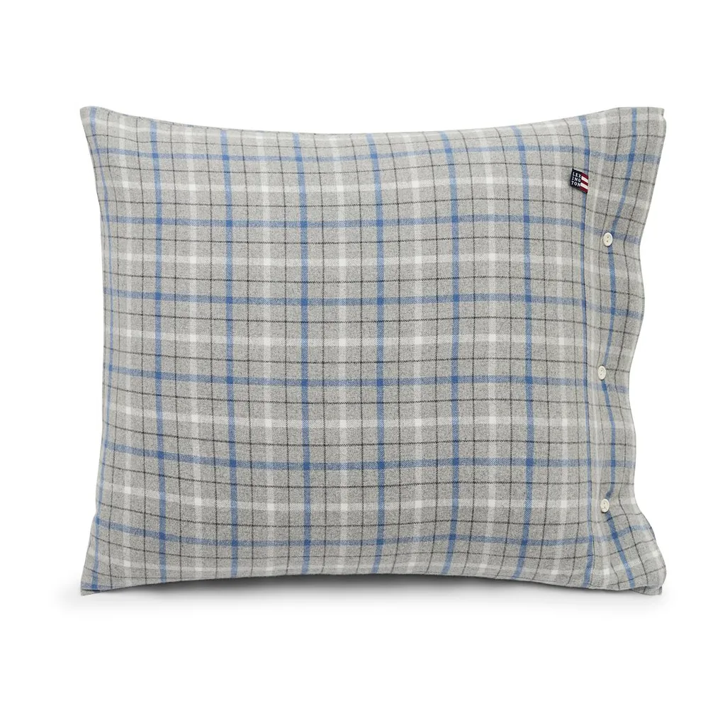 Funda de almohada Checked Cotton Flannel 50x60 cm, Gray-blue Lexington