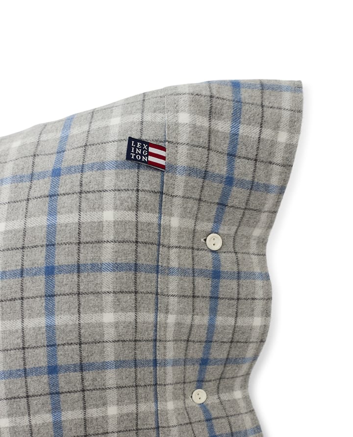 Funda de almohada Checked Cotton Flannel 50x60 cm, Gray-blue Lexington