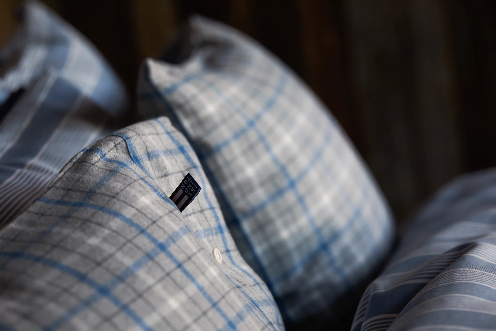 Funda de almohada Checked Cotton Flannel 50x60 cm, Gray-blue Lexington