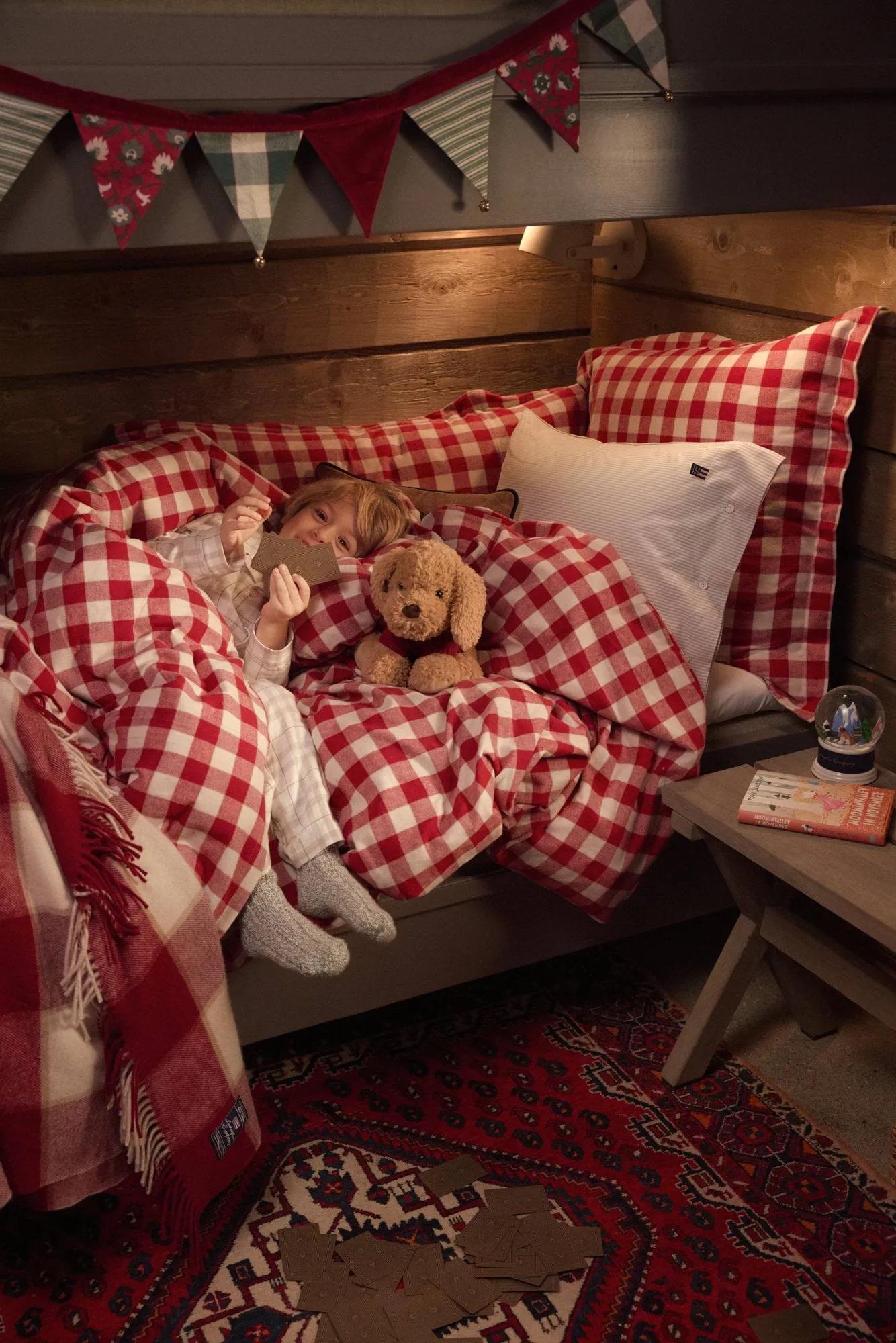 Funda de almohada Checked Cotton Flannel 50x60 cm, Red-light beige Lexington
