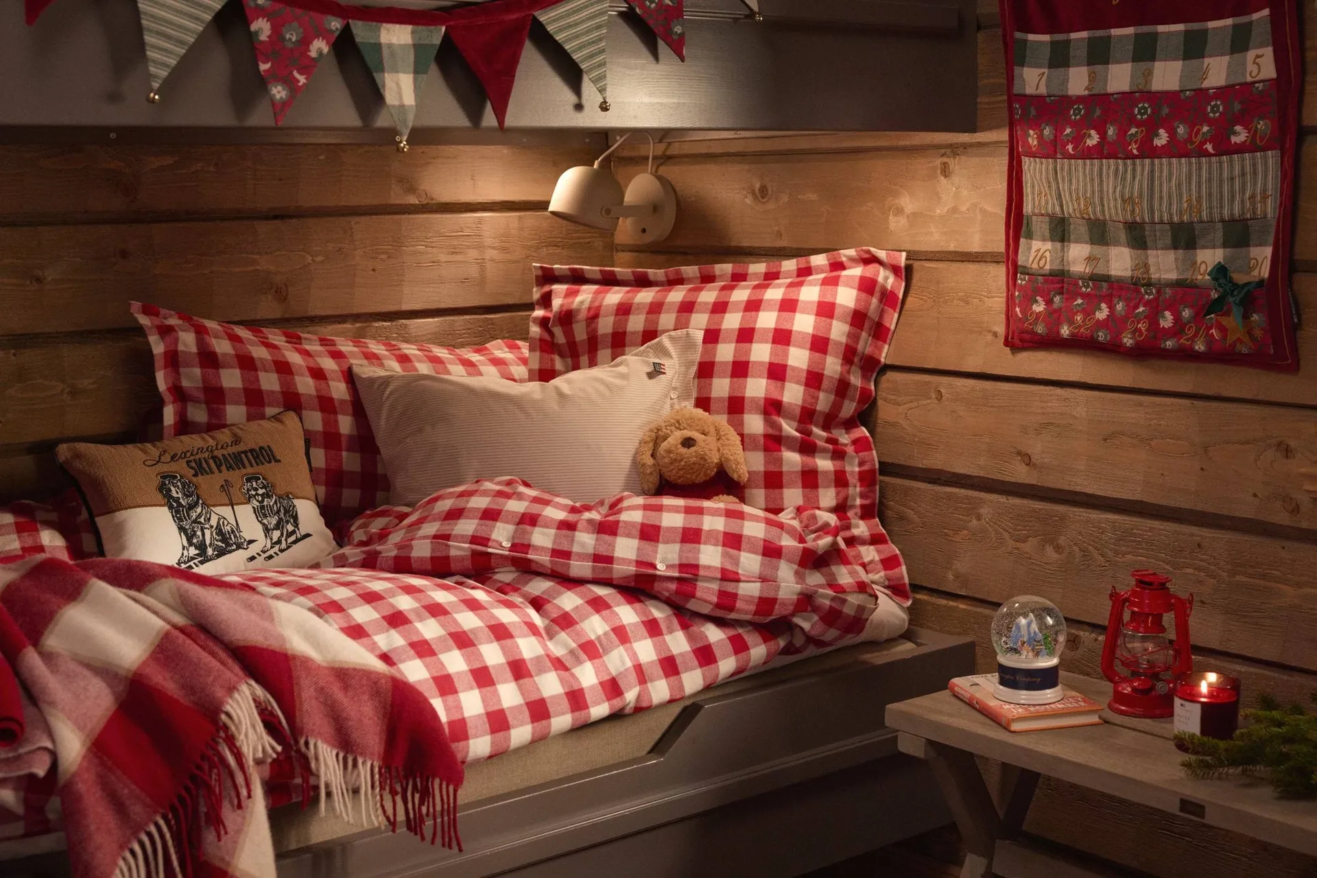 Funda de almohada Checked Cotton Flannel 50x90 cm, Red-light beige Lexington