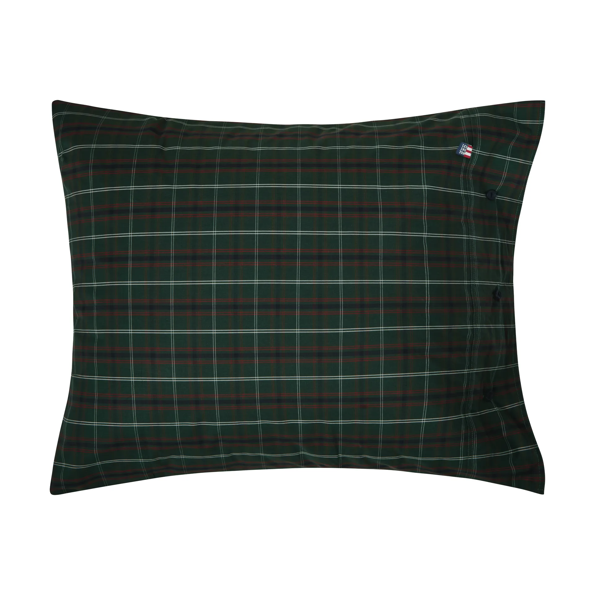 Funda de almohada Checked cotton percale, Green-navy, 50x60 cm Lexington