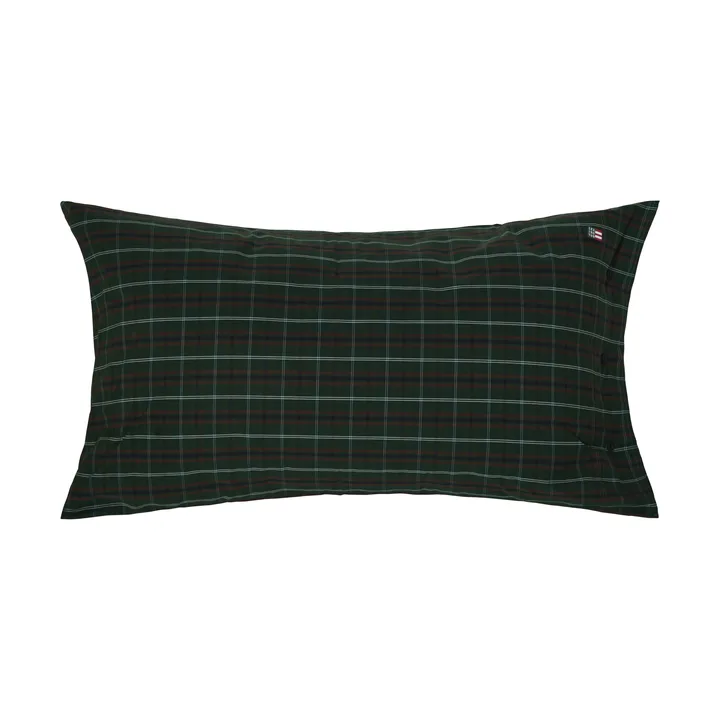 Funda de almohada Checked cotton percale - Green-navy, 50x90 cm - Lexington