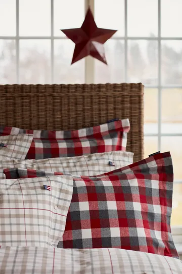 Funda de almohada Checked Flannel 50x60 cm - Rojo-gris oscuro - Lexington
