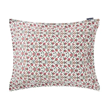 Funda de almohada Flower printed cotton sateen 50x60 cm - White-red-green-beige - Lexington