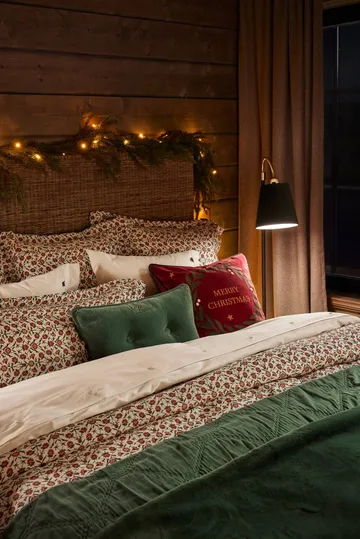 Funda de almohada Flower printed cotton sateen 50x60 cm - White-red-green-beige - Lexington