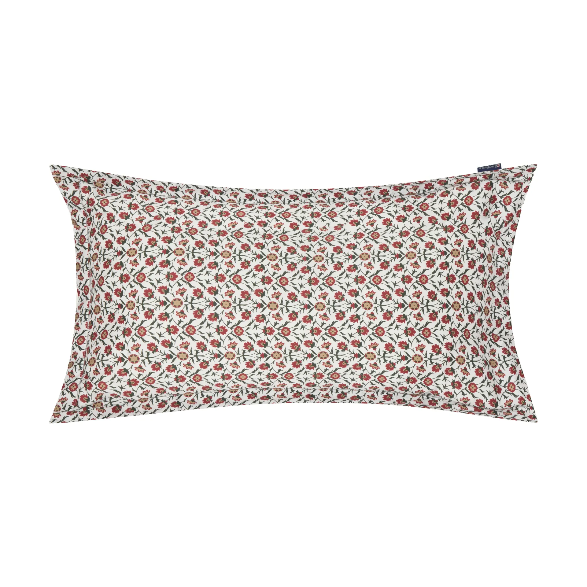 Funda de almohada Flower printed cotton sateen 50x90 cm, White-red-green-beige Lexington
