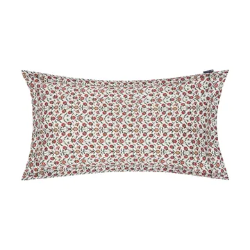 Funda de almohada Flower printed cotton sateen 50x90 cm - White-red-green-beige - Lexington