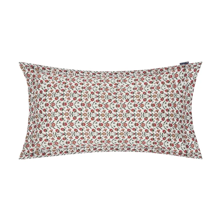 Funda de almohada Flower printed cotton sateen 50x90 cm - White-red-green-beige - Lexington