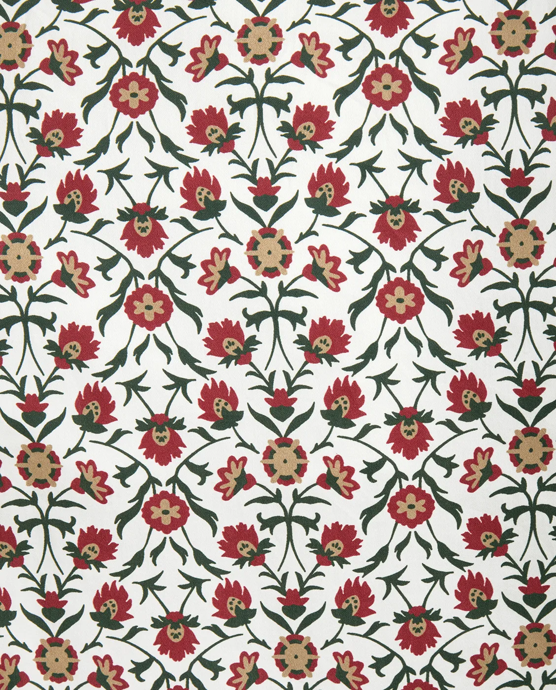Funda de almohada Flower printed cotton sateen 50x90 cm, White-red-green-beige Lexington