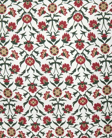 Funda de almohada Flower printed cotton sateen 50x90 cm - White-red-green-beige - Lexington