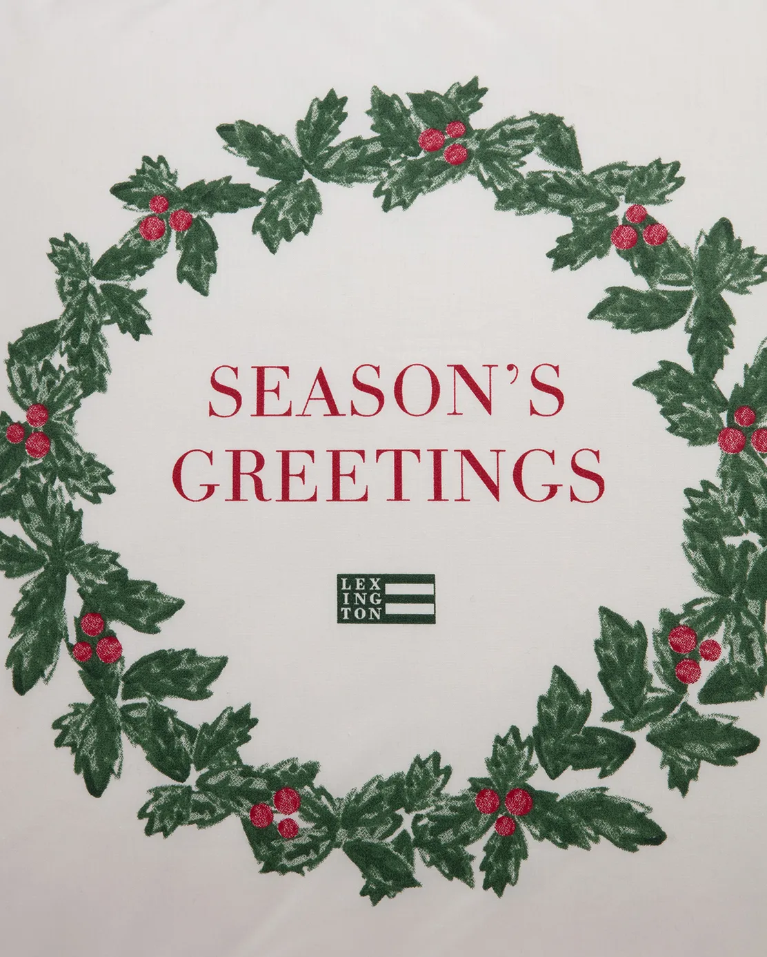 Funda de almohada Holiday Printed Organic Cotton 50x60 cm, Blanco-verde-rojo Lexington