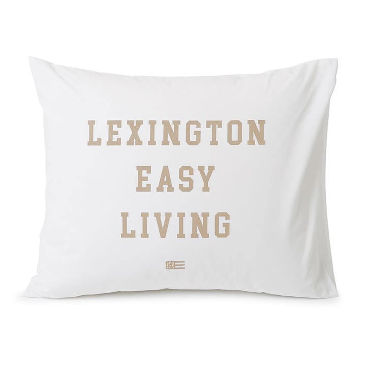 Funda de almohada Printed Organic Cotton Poplin 50x60 cm - White-beige - Lexington