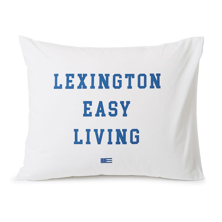 Funda de almohada Printed Organic Cotton Poplin 50x60 cm - White-blue - Lexington