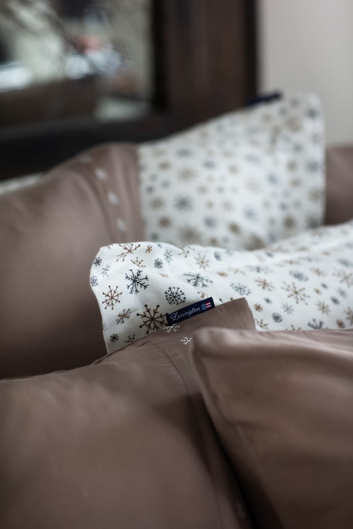 Funda de almohada Snowflake Printed Flannel 50x60 cm - White-beige-gray - Lexington