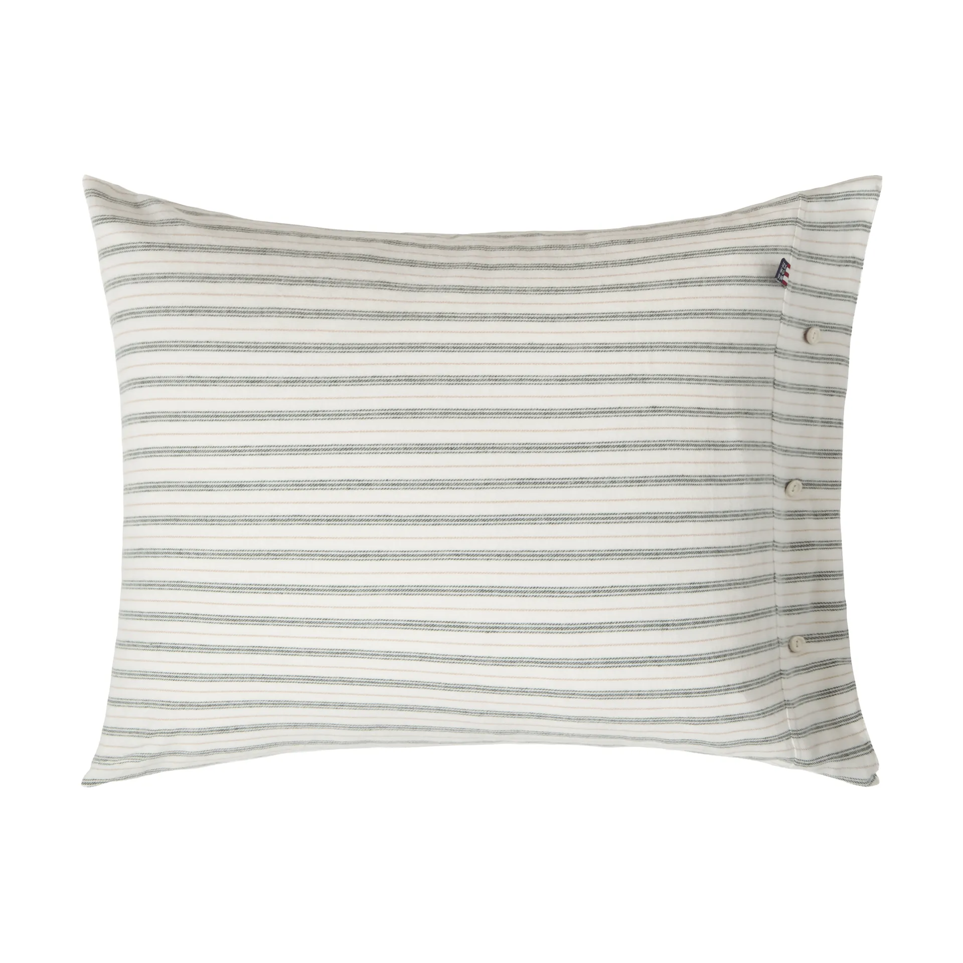 Funda de almohada Stripe cotton flannel, White-green-beige, 50x60 cm Lexington