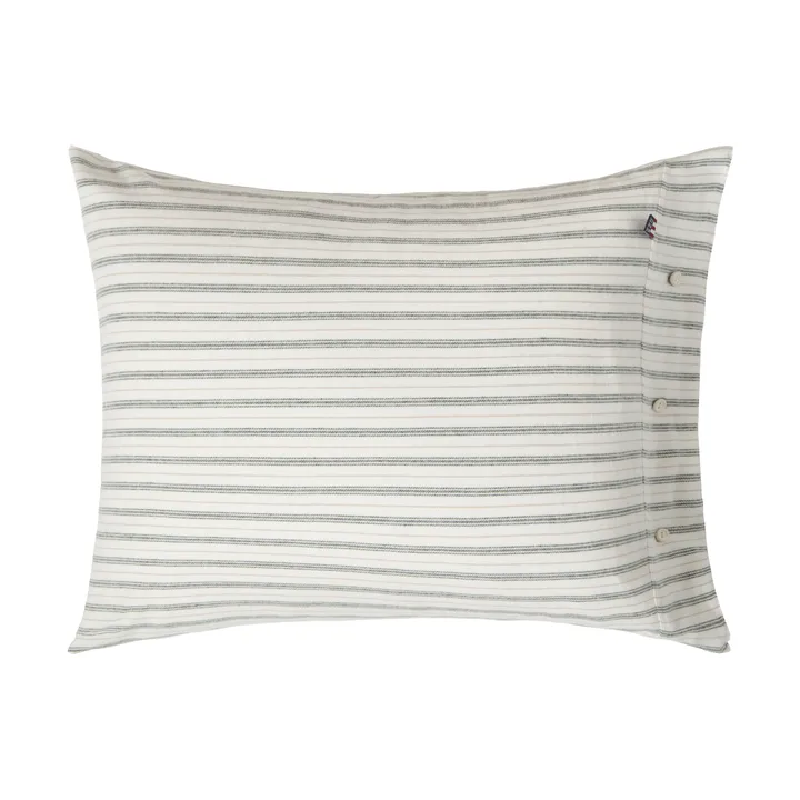 Funda de almohada Stripe cotton flannel - White-green-beige, 50x60 cm - Lexington