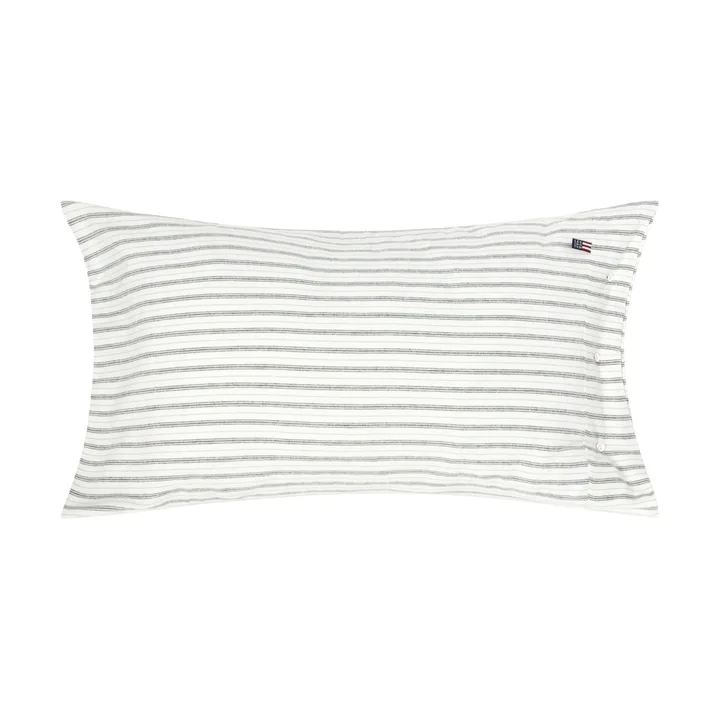 Funda de almohada Stripe cotton flannel - White-green-beige, 50x90 cm - Lexington