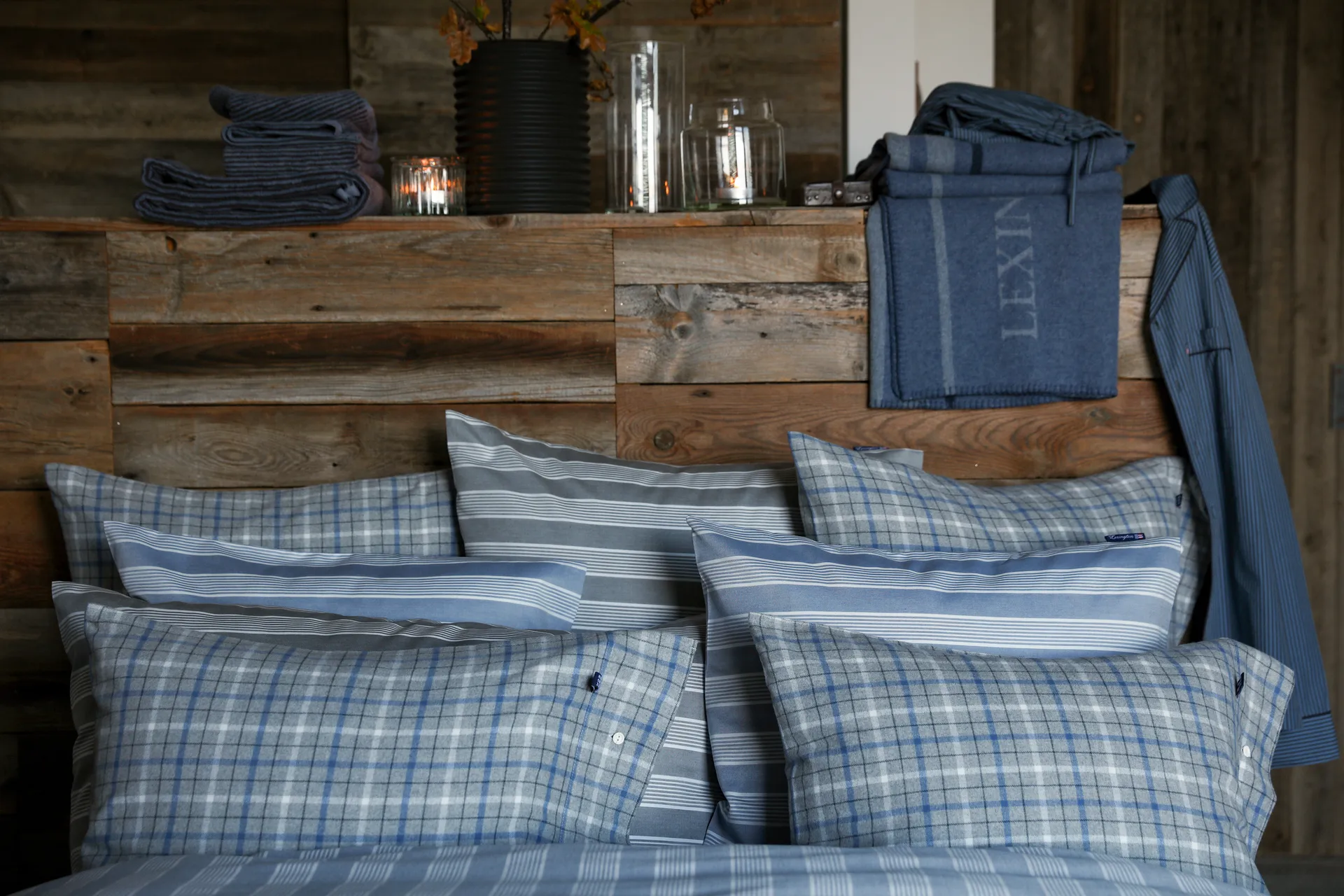 Funda de almohada Striped Lyocell Cotton 50x60 cm, Gray-white Lexington