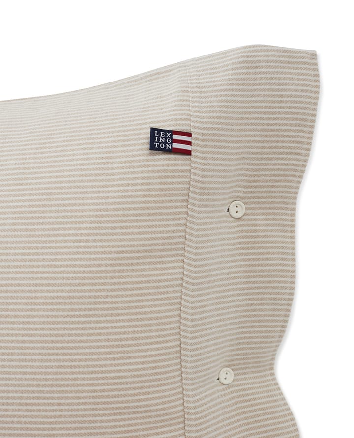 Funda de almohada Striped Organic Cotton Flannel 50x60 cm - Beige-off white - Lexington