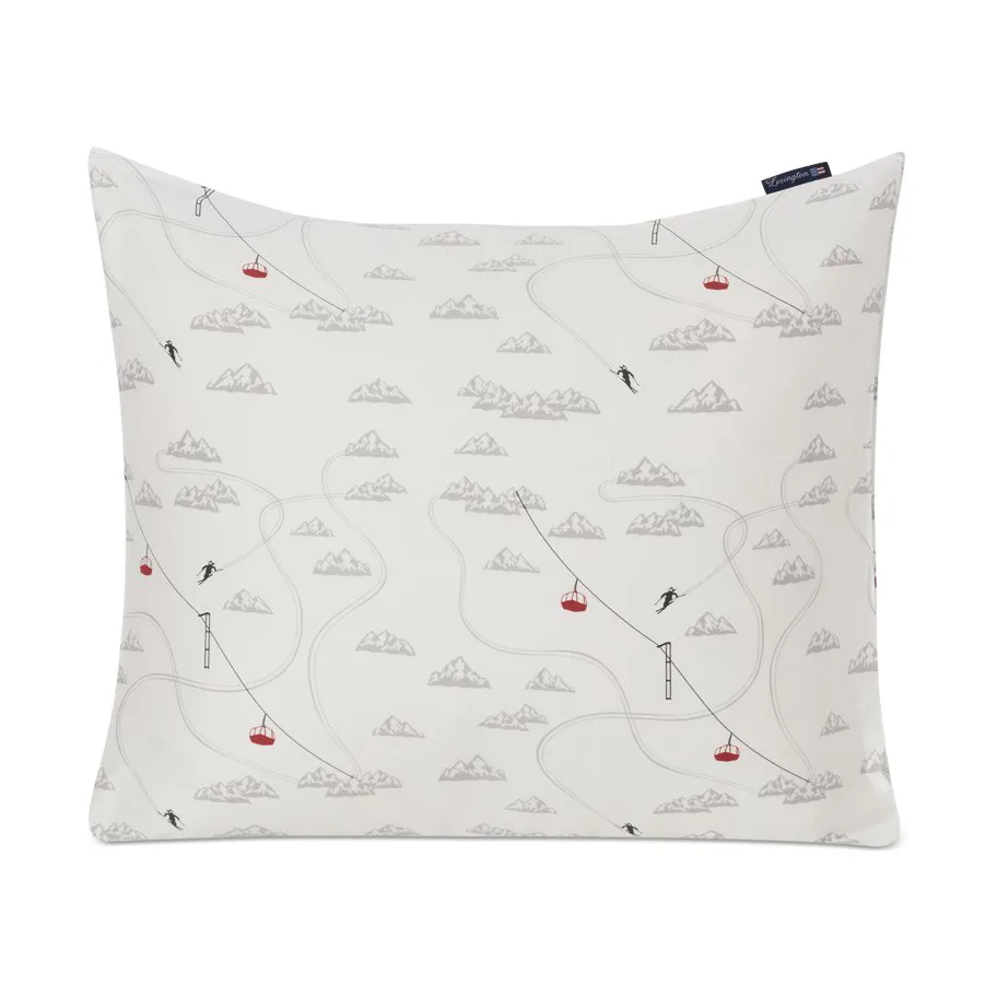 Funda de almohada Winter Printed Cotton Sateen 50x60 cm, White-gray-red Lexington