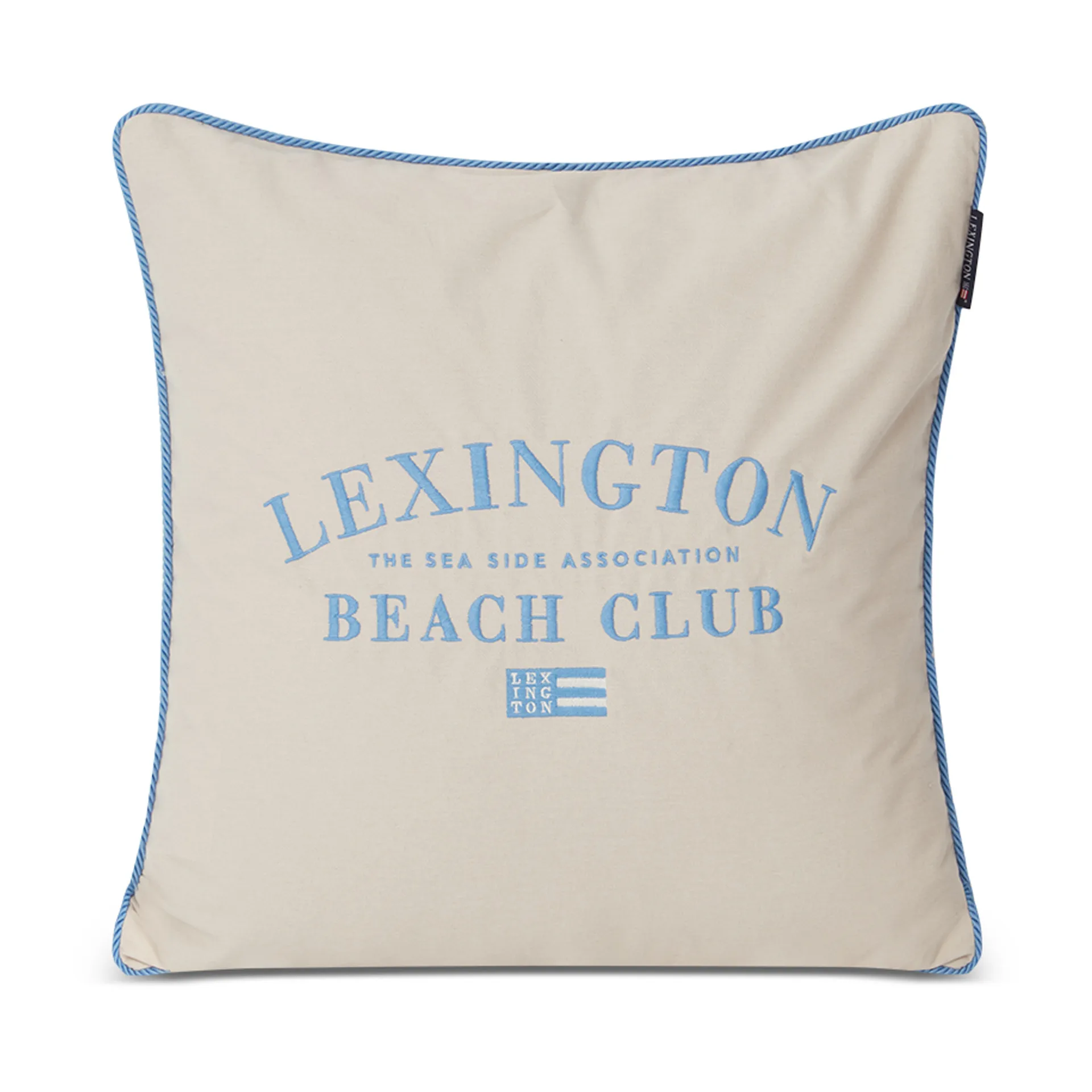 Funda de cojín Beach Club Embroidered 50x50 cm, Beige-azul Lexington