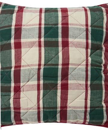 Funda de cojín Checked acolchada de lino/algodón 50x50 cm - Green-red-beige - Lexington