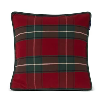 Funda de cojín Checked Organic Cotton Canvas 50x50 cm - Rojo-verde - Lexington