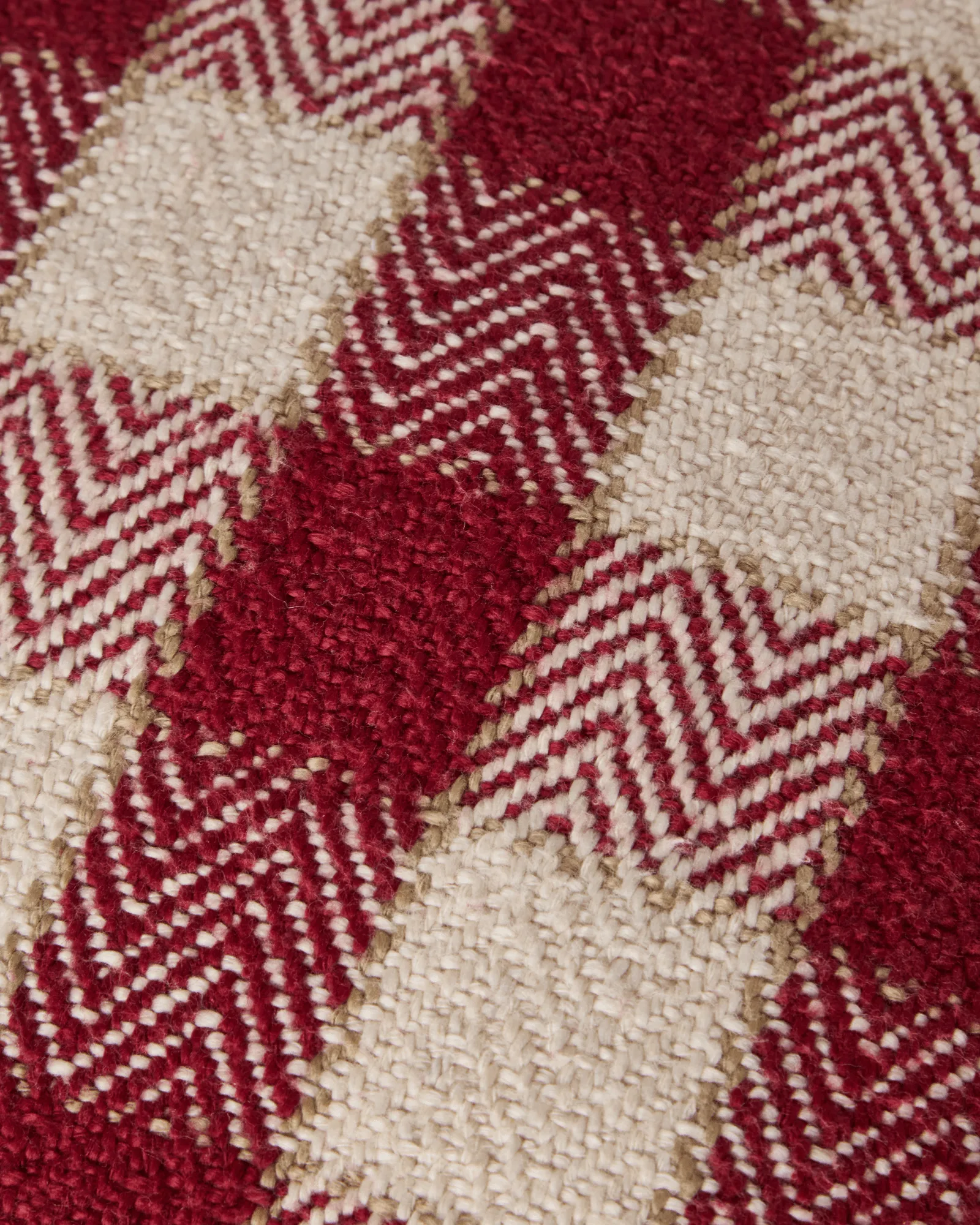 Funda de cojín Checked organic cotton fringe, Red-light beige-beige Lexington