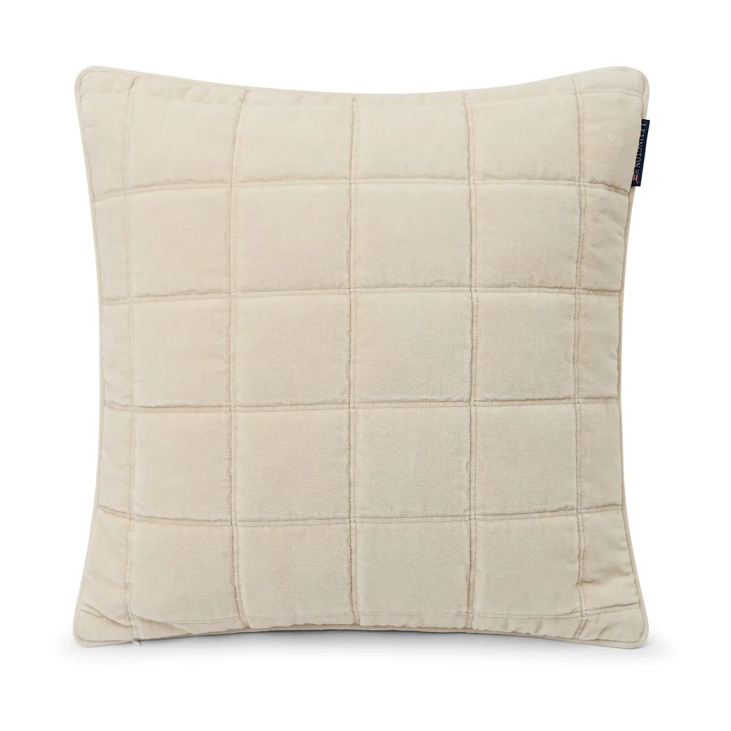 Funda de cojín Cotton Velvet quilted 50x50 cm, Light beige Lexington