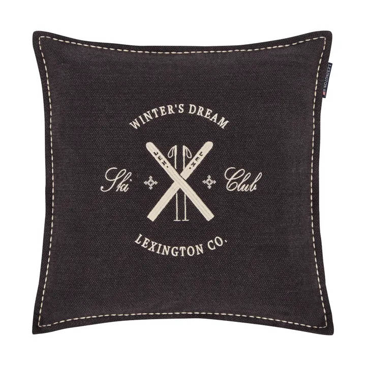 Funda de cojín de algodón orgánico Ski Club - Navy-Light beige, 50x50 cm - Lexington