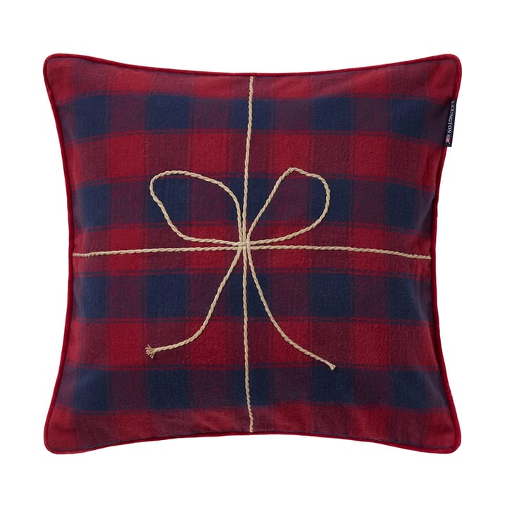 Funda de cojín de franela Wrapped checked ecológica 50x50 cm - Dark blue-red - Lexington