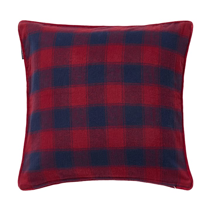 Funda de cojín de franela Wrapped checked ecológica 50x50 cm, Dark blue-red Lexington