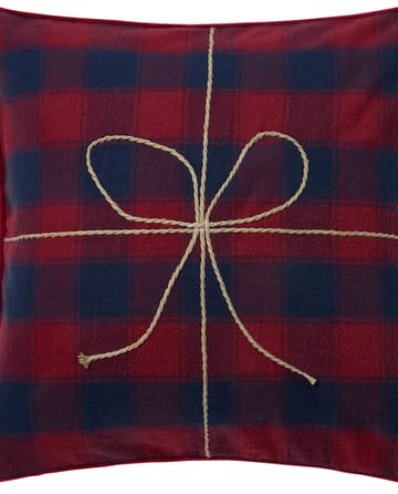 Funda de cojín de franela Wrapped checked ecológica 50x50 cm - Dark blue-red - Lexington