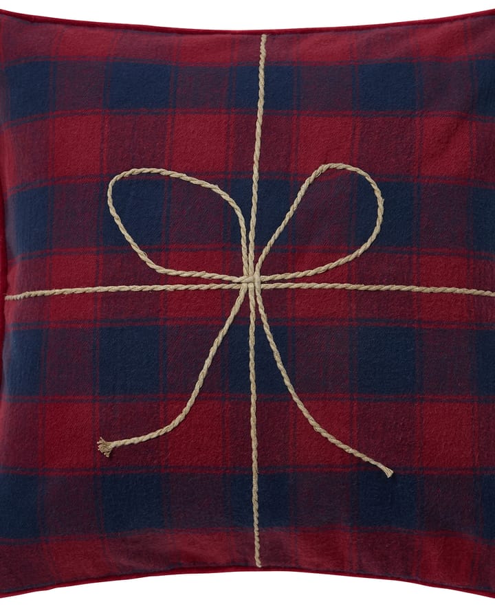 Funda de cojín de franela Wrapped checked ecológica 50x50 cm, Dark blue-red Lexington