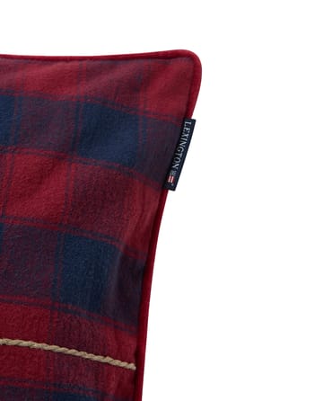 Funda de cojín de franela Wrapped checked ecológica 50x50 cm - Dark blue-red - Lexington
