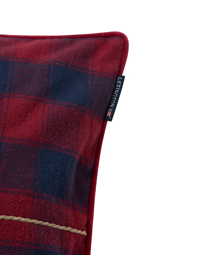 Funda de cojín de franela Wrapped checked ecológica 50x50 cm, Dark blue-red Lexington