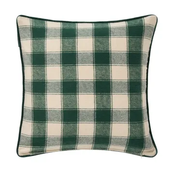 Funda de cojín de franela Wrapped checked ecológica 50x50 cm - Light beige-green - Lexington