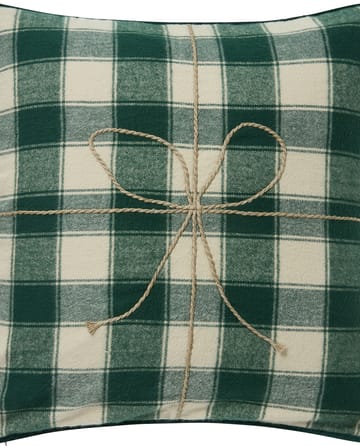 Funda de cojín de franela Wrapped checked ecológica 50x50 cm - Light beige-green - Lexington