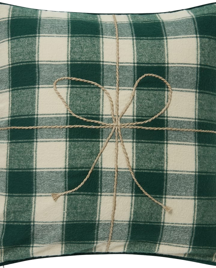 Funda de cojín de franela Wrapped checked ecológica 50x50 cm, Light beige-green Lexington