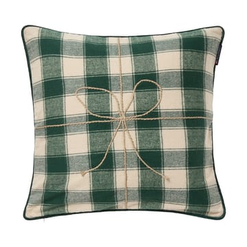 Funda de cojín de franela Wrapped checked ecológica 50x50 cm - Light beige-green - Lexington