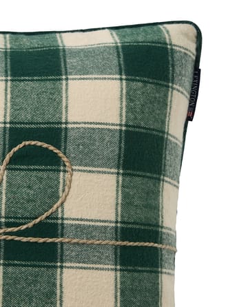 Funda de cojín de franela Wrapped checked ecológica 50x50 cm - Light beige-green - Lexington
