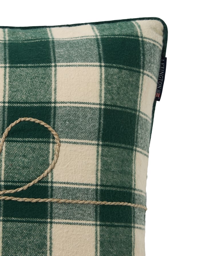 Funda de cojín de franela Wrapped checked ecológica 50x50 cm, Light beige-green Lexington
