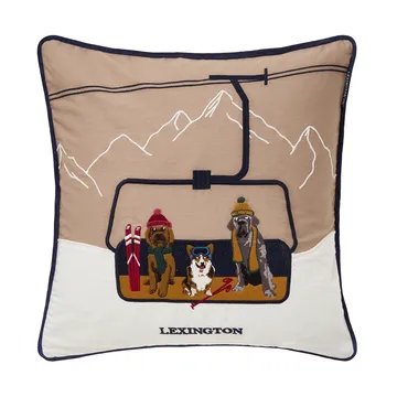 Funda de cojín Dog lift de algodón ecológico 50x50 cm - Beige-white - Lexington