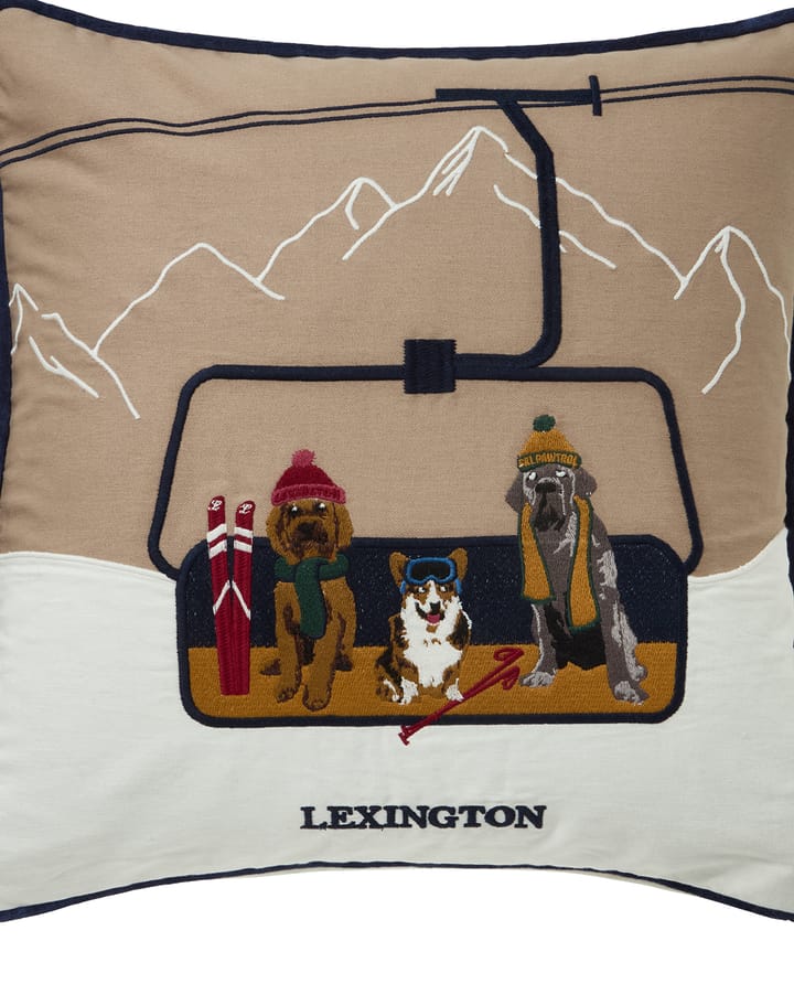 Funda de cojín Dog lift de algodón ecológico 50x50 cm, Beige-white Lexington