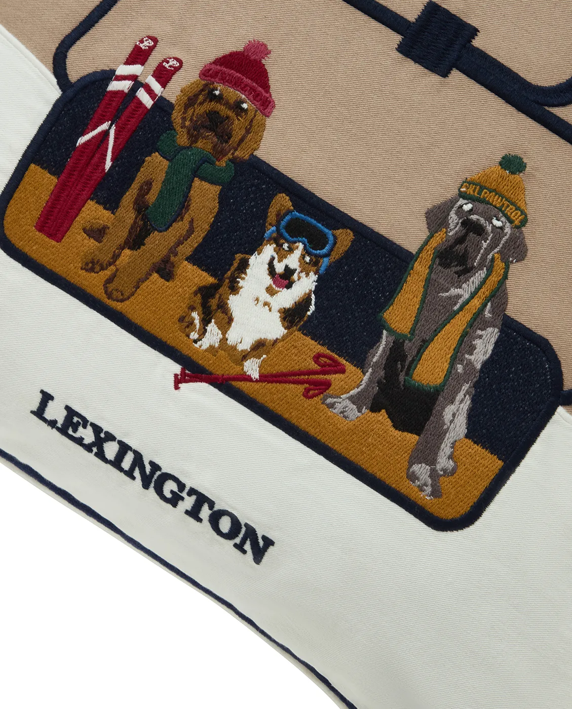 Funda de cojín Dog lift de algodón ecológico 50x50 cm, Beige-white Lexington