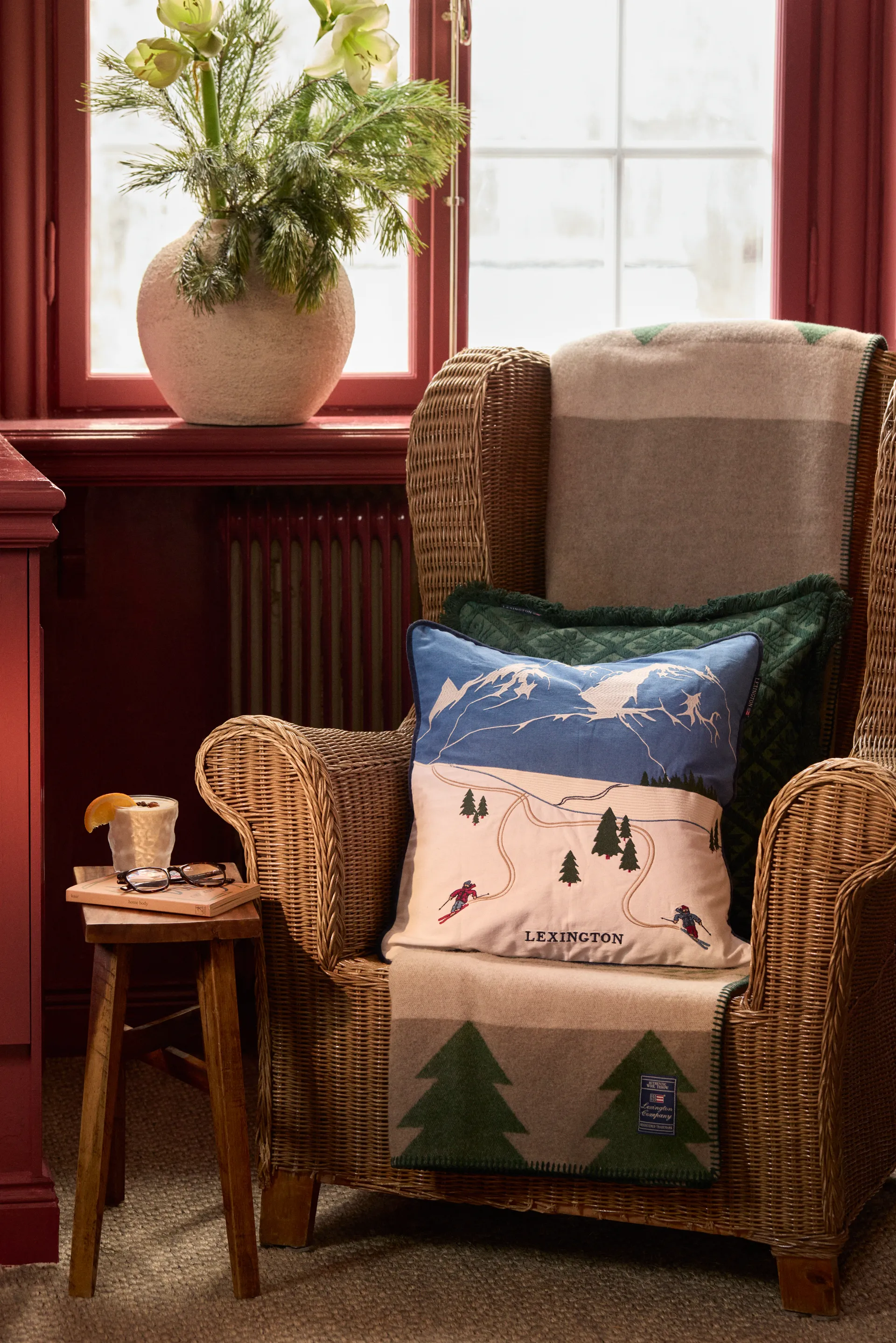 Funda de cojín Down Hill algodón ecológico 50x50 cm, Blue-White Lexington